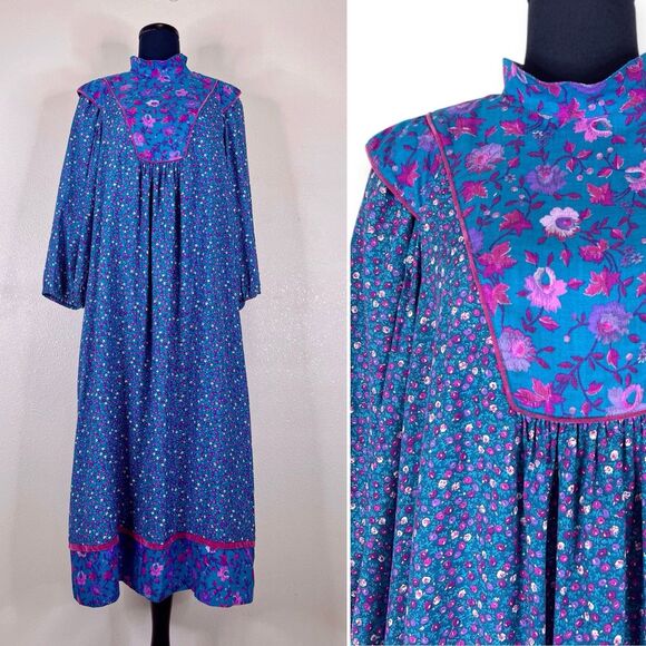 Vintage Jane Schaffhausen Belle Caftan Dress 10 W/Side Pockets Floral Boho Maxi - Picture 1 of 8